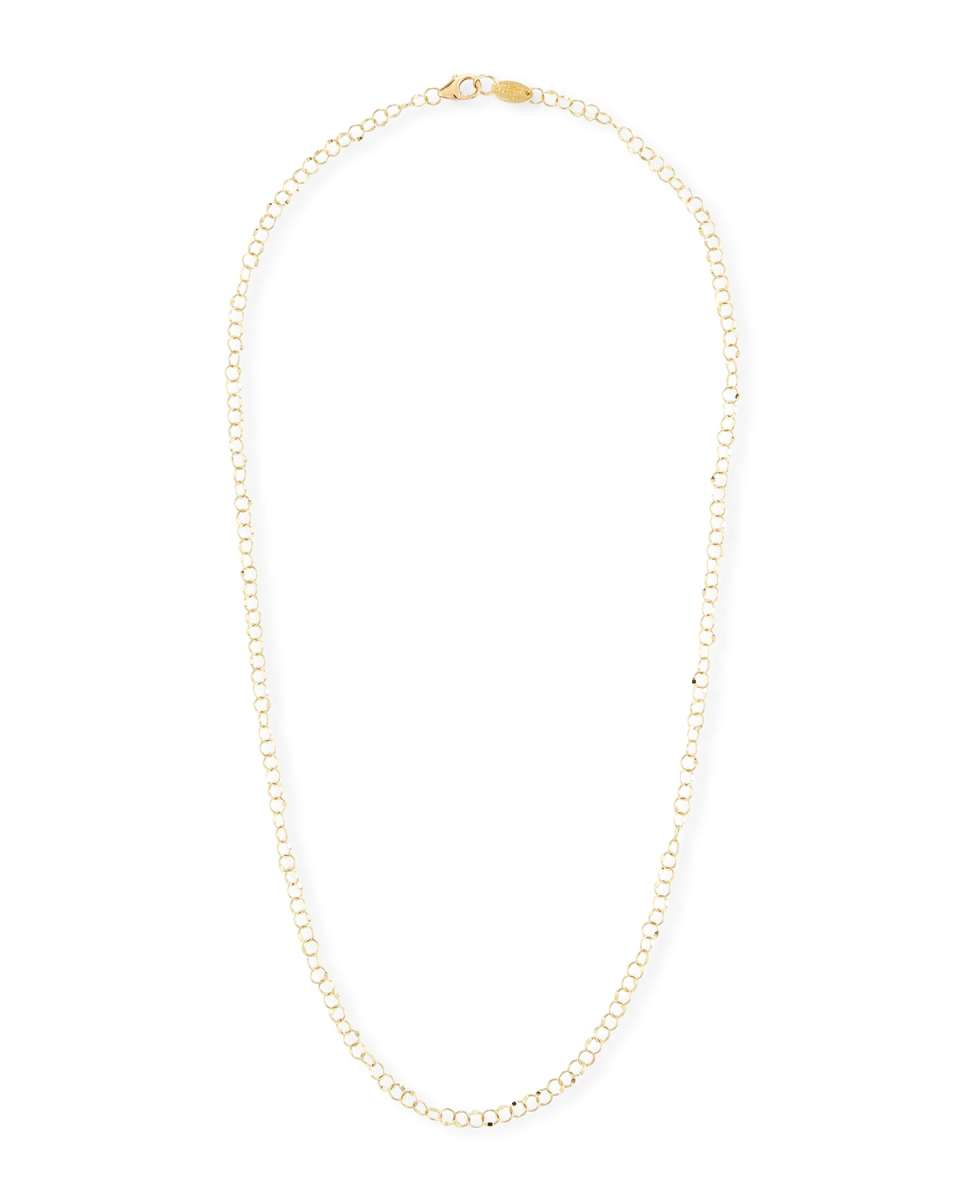 18k Gold Hammered Circle Chain Necklace, 18"L